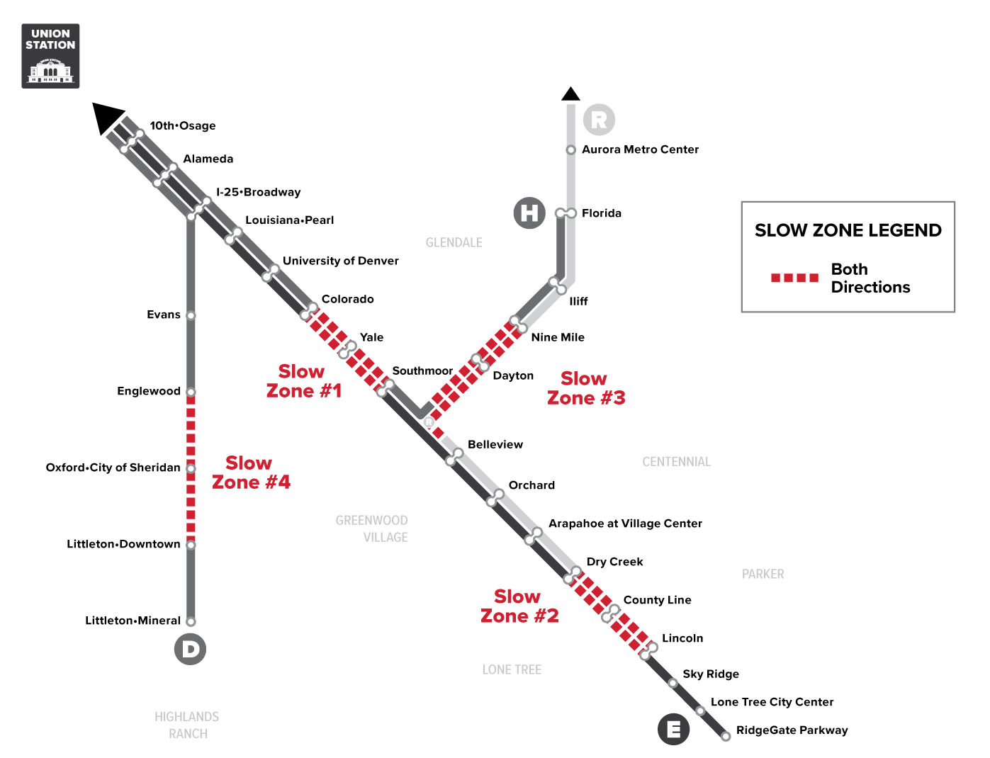 Southeast Corridor Light Rail Speed Restrictions RTDDenver