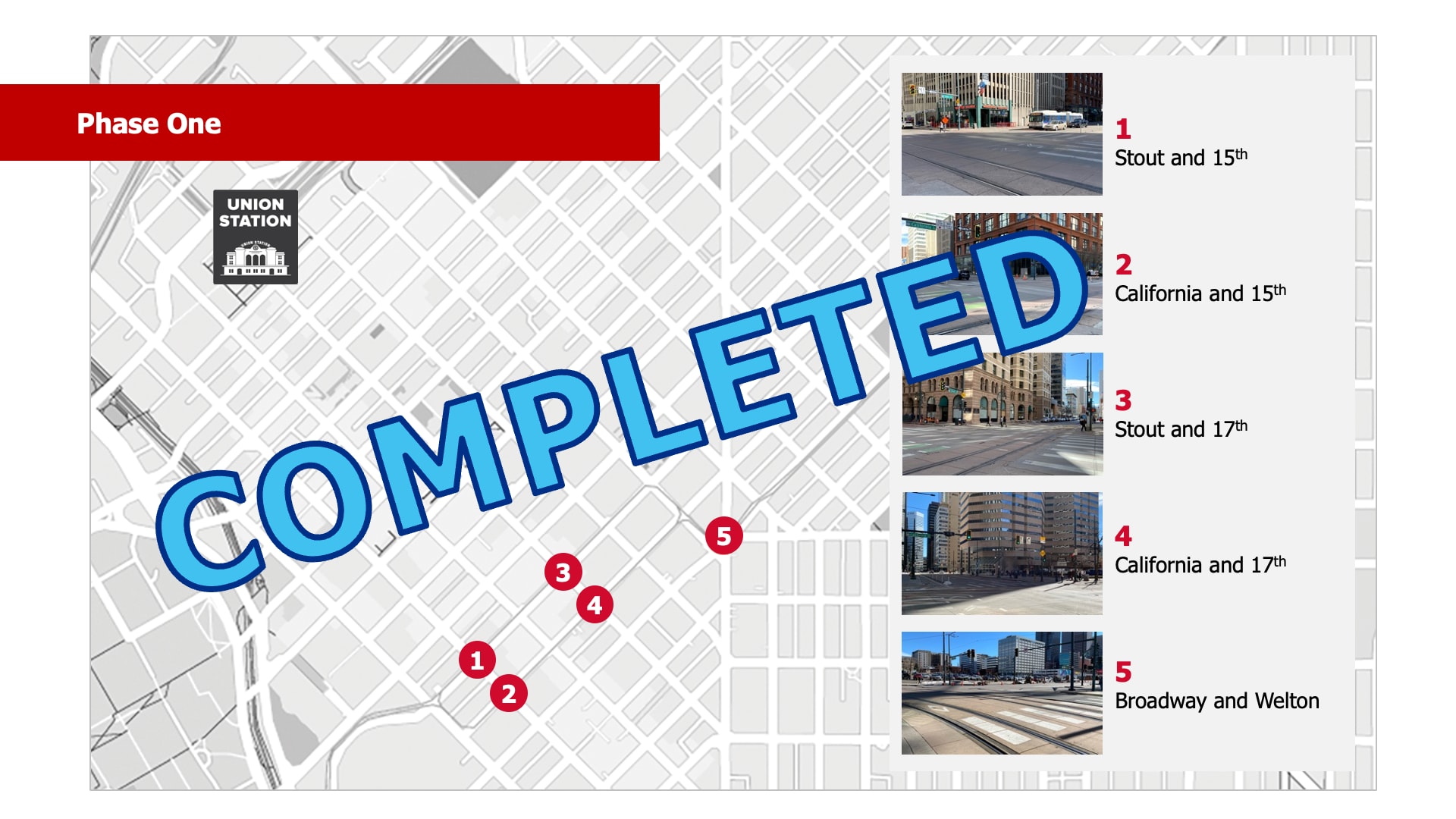 Map of the Downtown Loop showing completion of Phase One