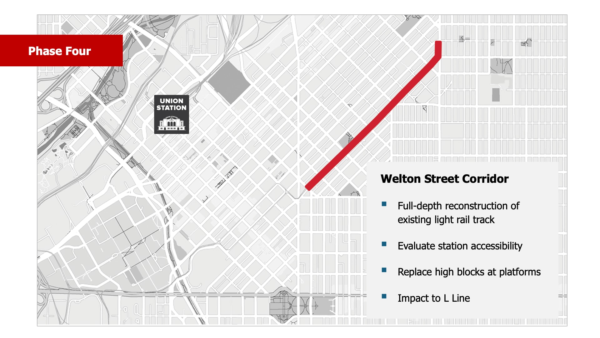 Map of the Downtown Loop showing the scope of work for Phase Four