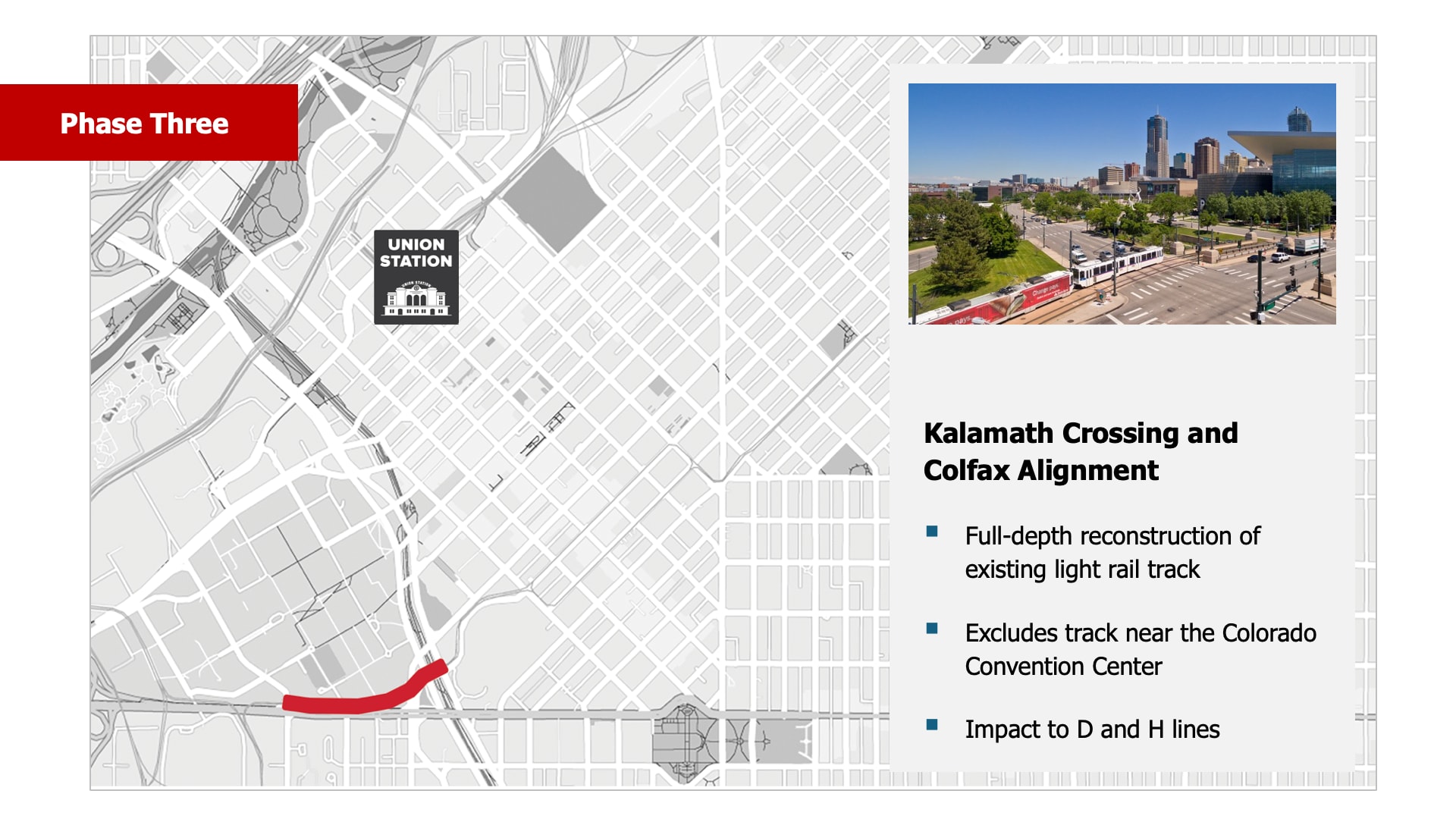 Map of the Downtown Loop showing the scope of work for Phase Three