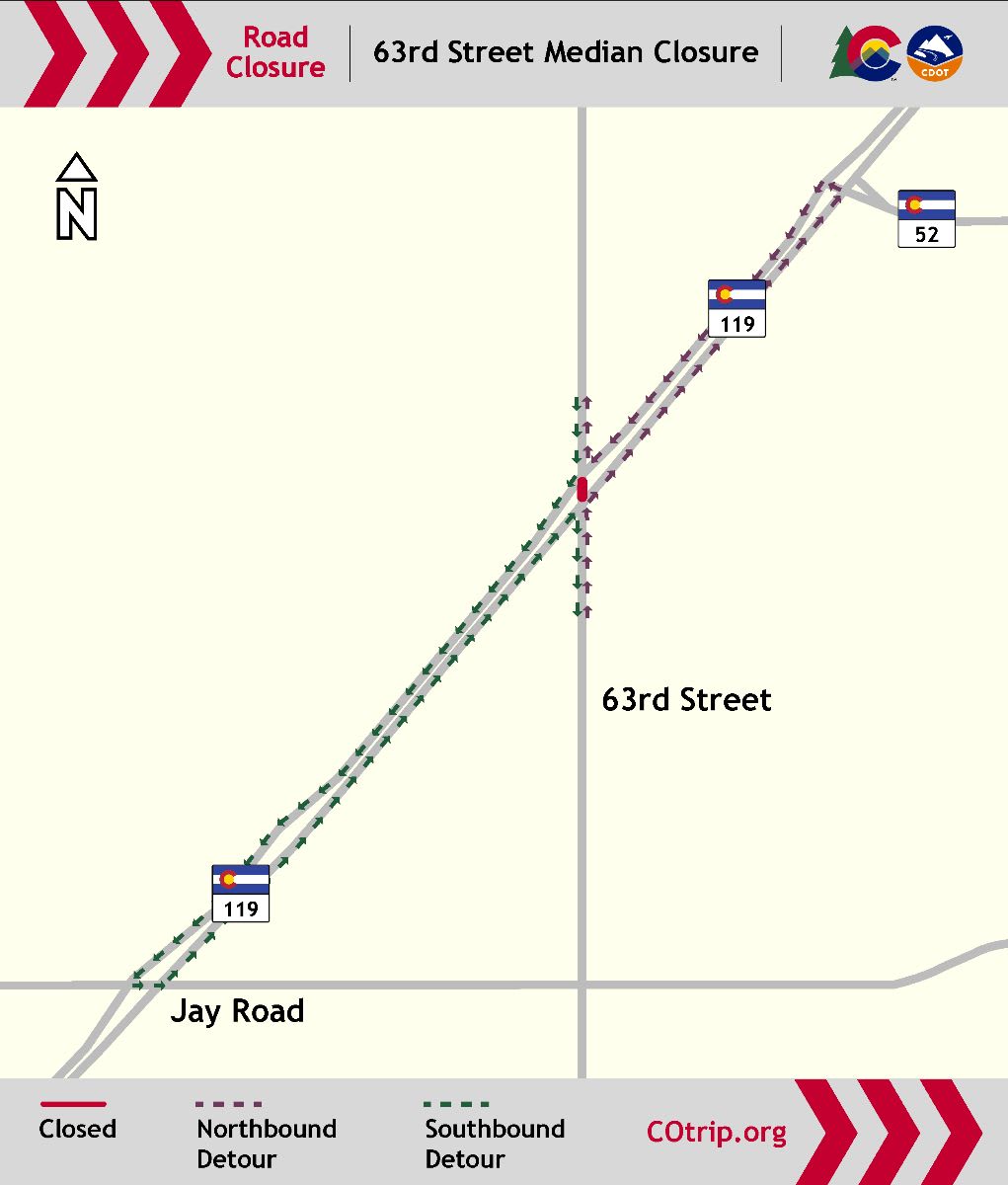 A map showing a detour during paving on the 63rd Street bicycle/pedestrian bridge