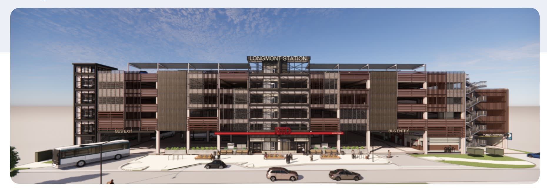 A graphic image of the future 1st and Main Transit Center in Longmont