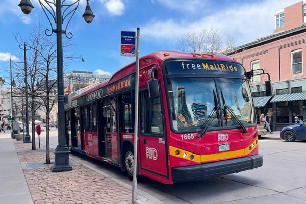 Image of MallRide bus at a temporary stop. thumbnail