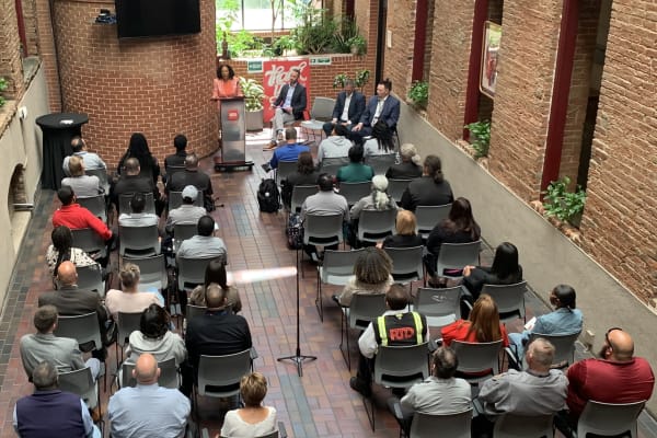 Photo of bus and rail graduates sitting in an audience listening to GM/CEO Johnson thumbnail