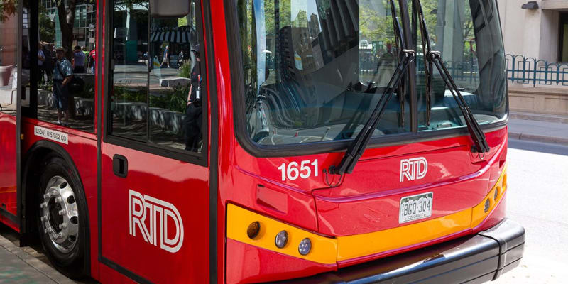 Photo of the Free MallRide bus driving down 16th Street Mall