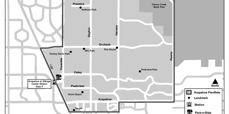 Map of the Arapahoe Flex Ride Area