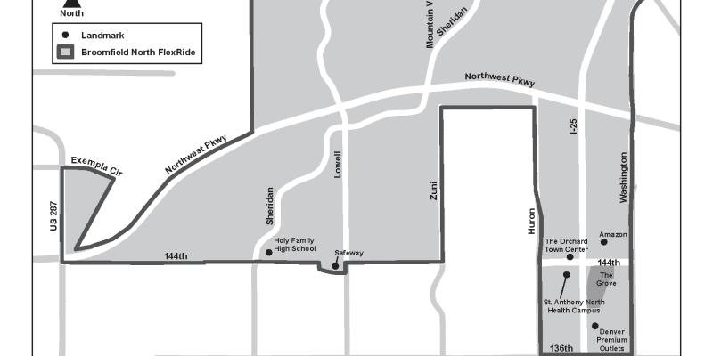 Map of the Broomfield North Flex Ride Area