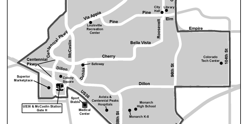 Map of the Louisville Flex Ride Area