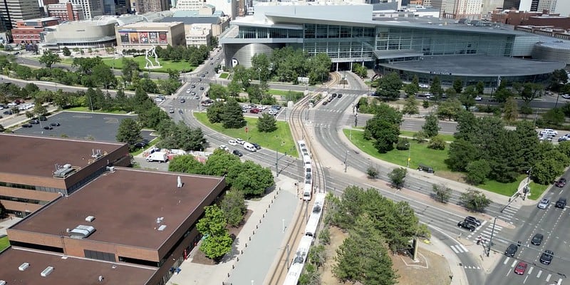 Overhead view of Kalamath Crossing light rail