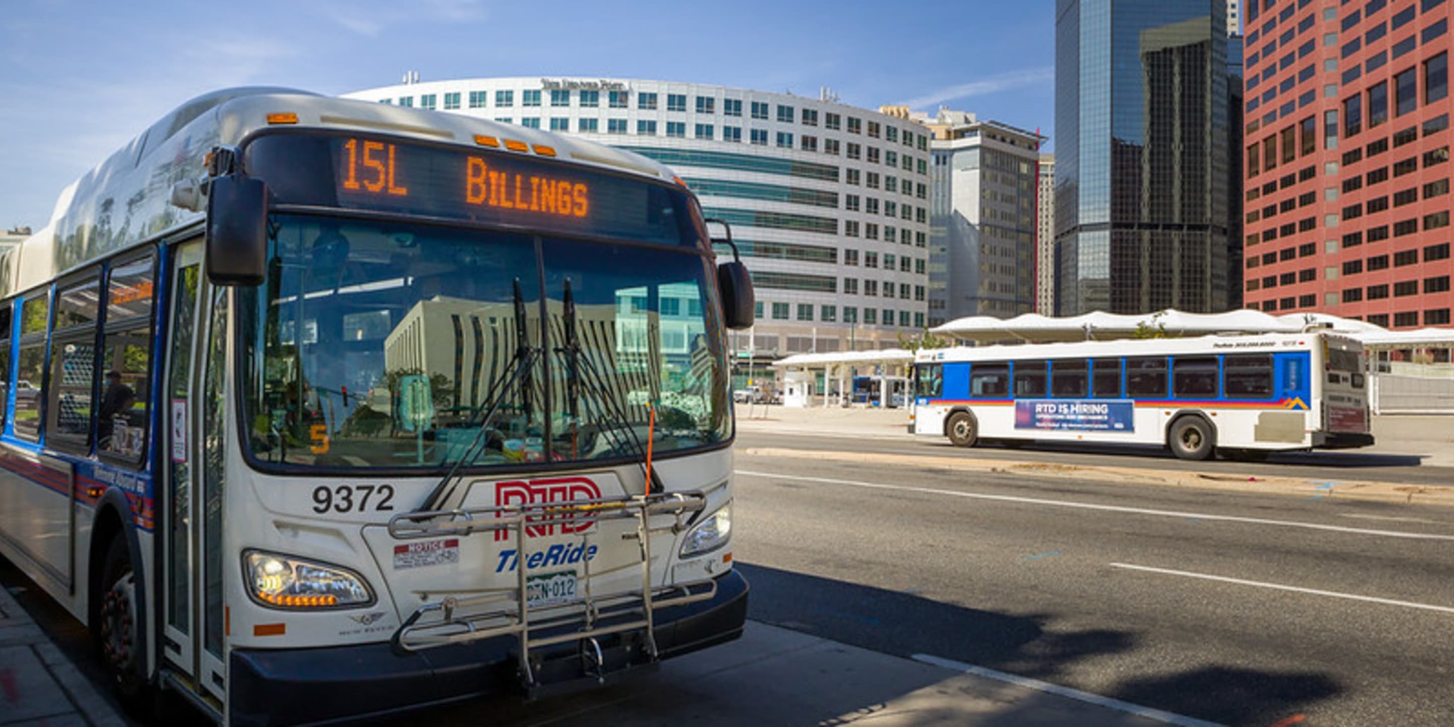 A photo of RTD buses near Civic Center Station