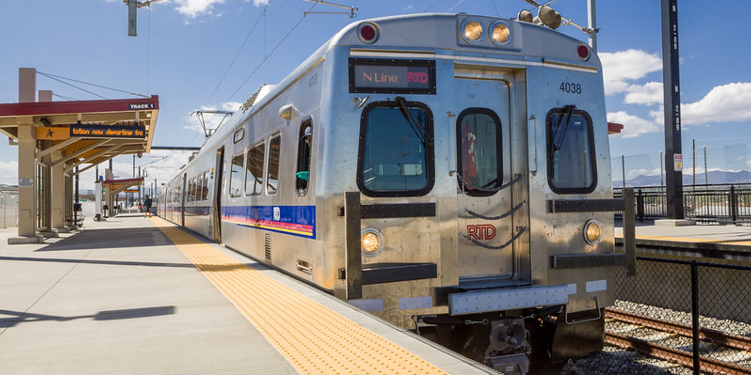 Commuter rail train at platform