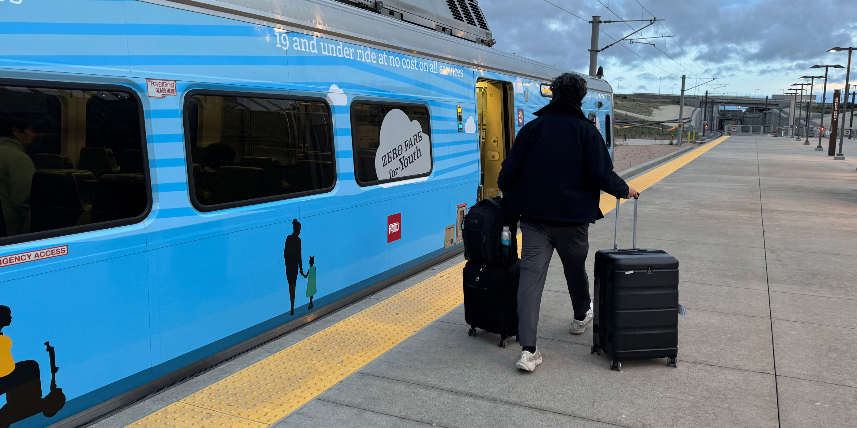 Customer boarding an A Line train