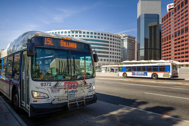 A photo of RTD buses near Civic Center Station